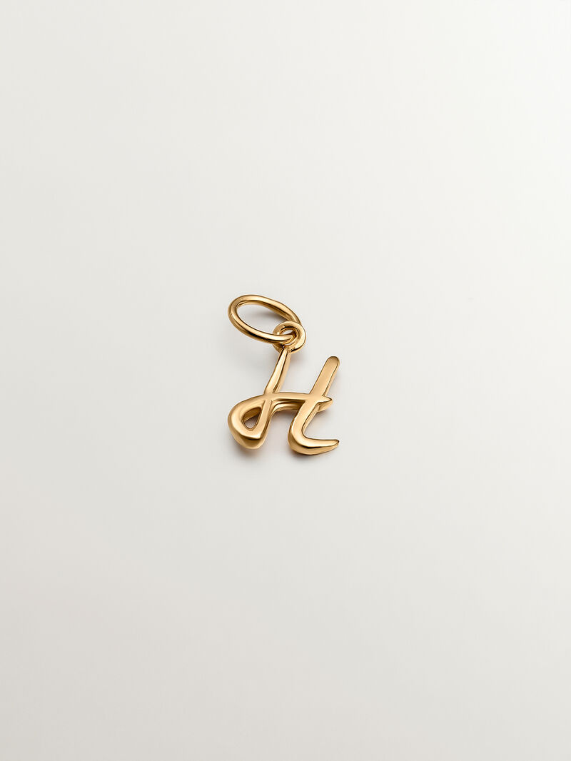 925 Silver charm bathed in 18K yellow gold with initial H image number 0