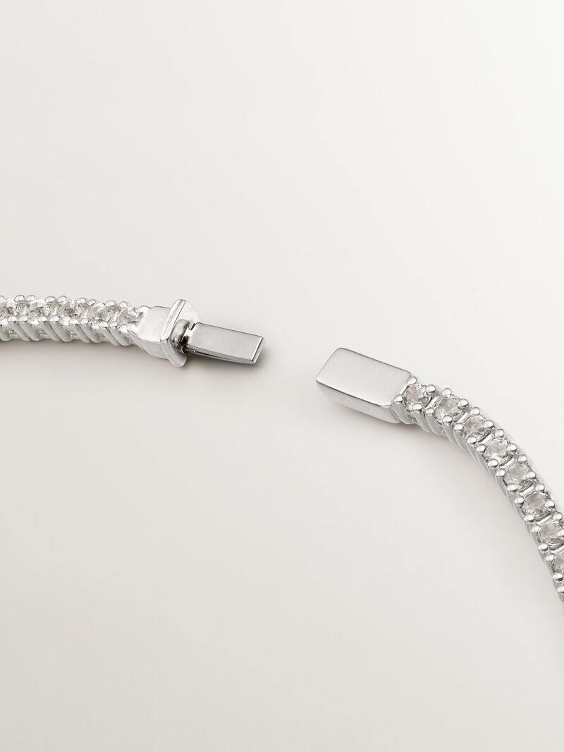 925 Silver bracelet with white topazes. image number 4