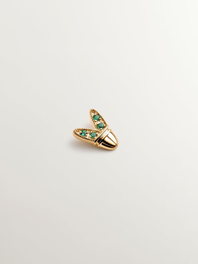 18K yellow gold piercing with emeralds and wing shape image number 0
