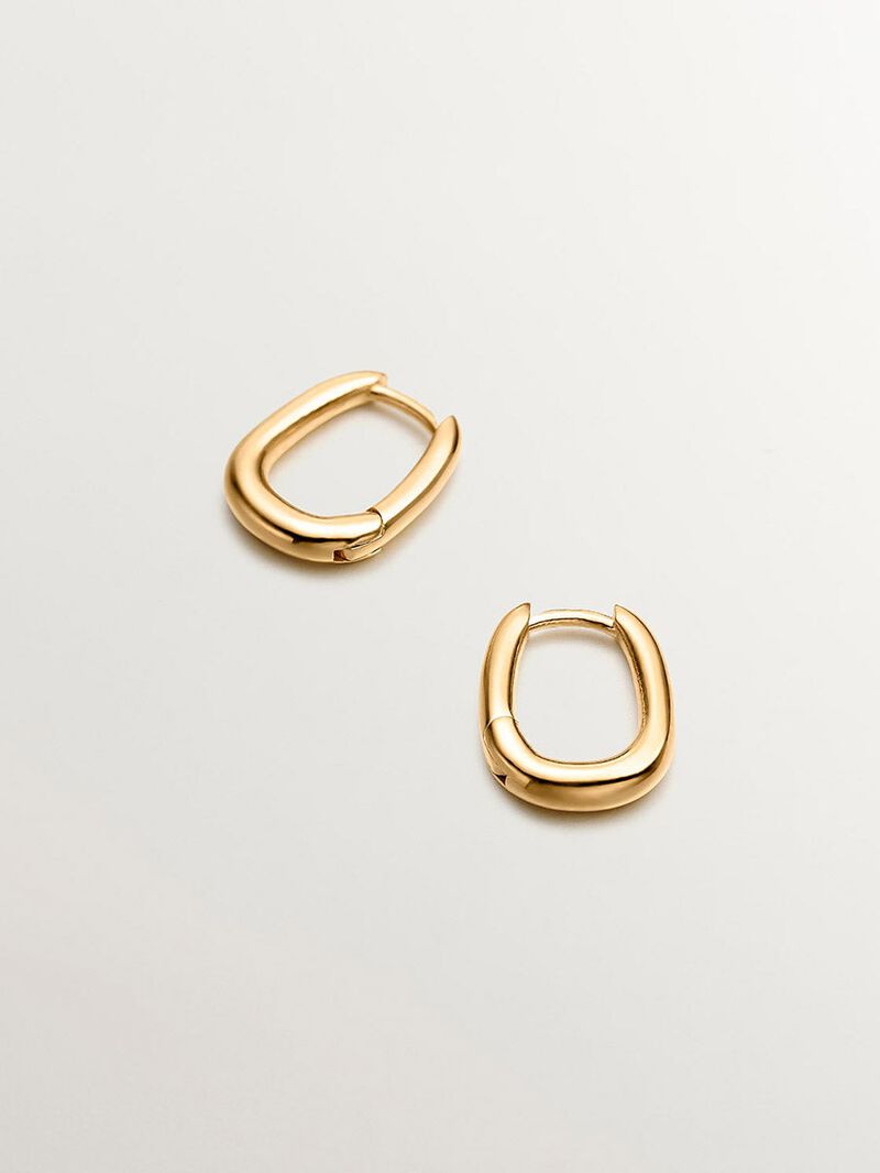 925 thick silver ring earrings in 18k yellow gold image number 1