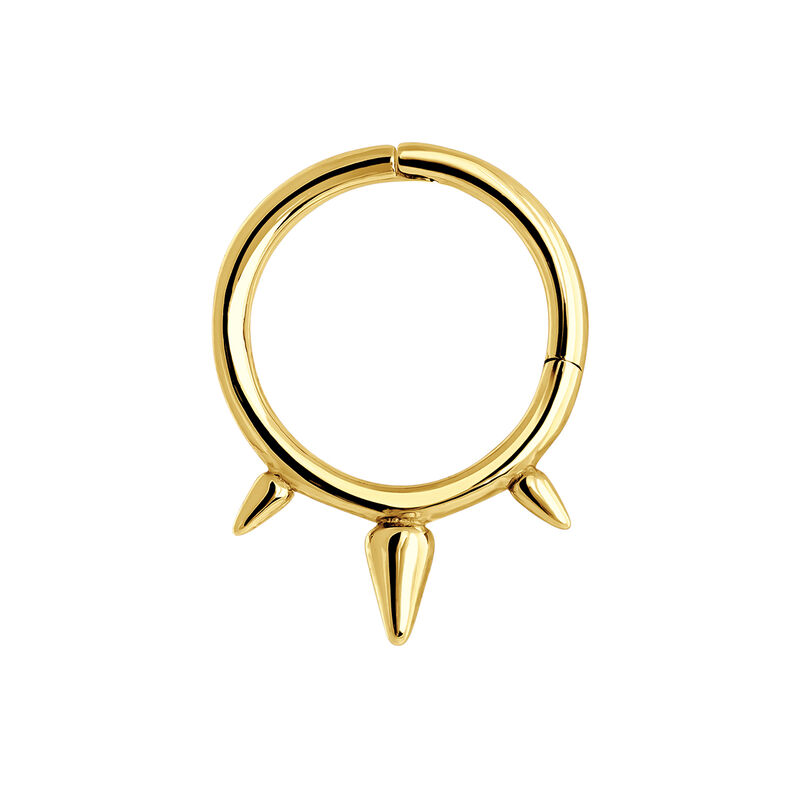 Gold hoop earring piercing with three spikes , J03845-02-H, mainproduct