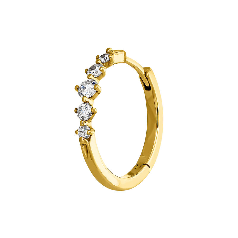 Yellow gold five-diamond hoop earring 0.071 ct , J04008-02-H, hi-res
