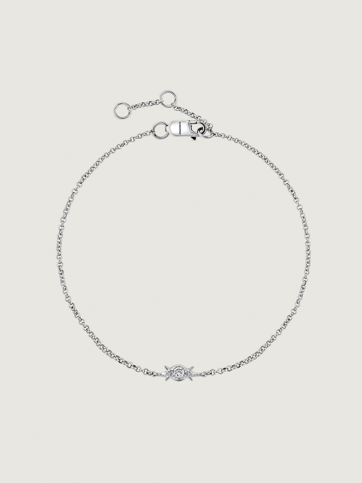 9K White Gold Rolo Link Bracelet with Diamond. Aristocrazy