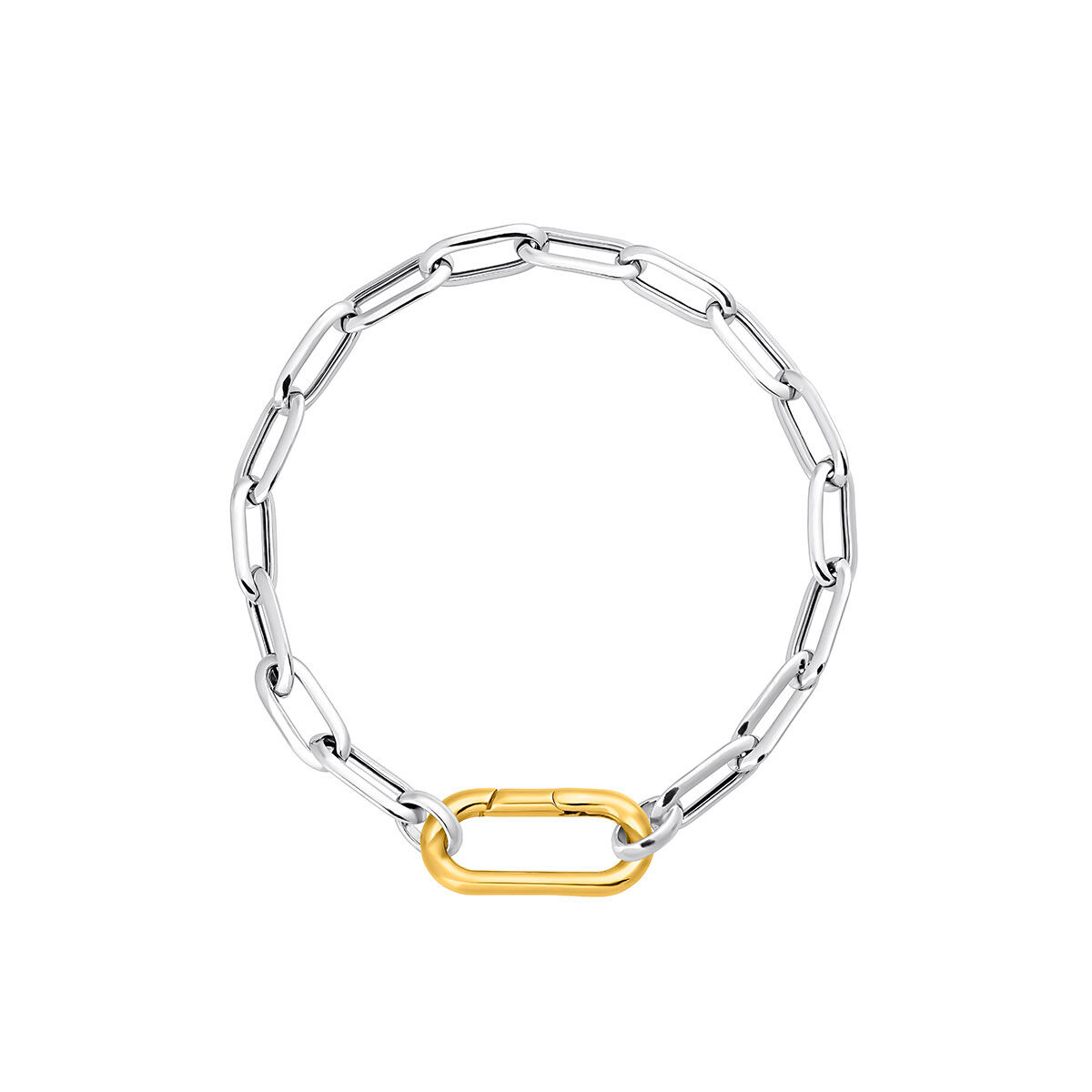 Bracelet à chaîne avec une maille forçat rectangulaire en argent , J05340-01-19, hi-res