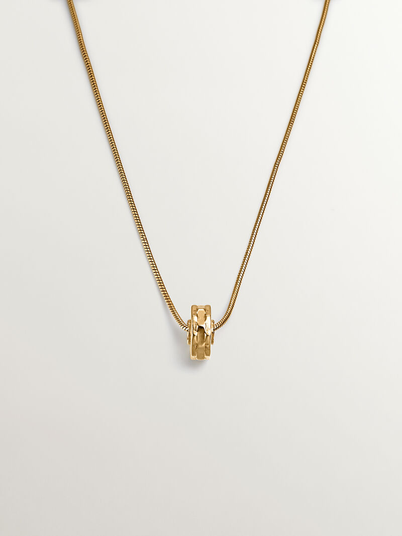925 silver pendant bathed in 9k yellow gold with bearded links and geometric reason image number 0