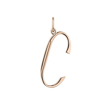 Large rose gold-plated silver C initial charm  , J04642-03-C,hi-res