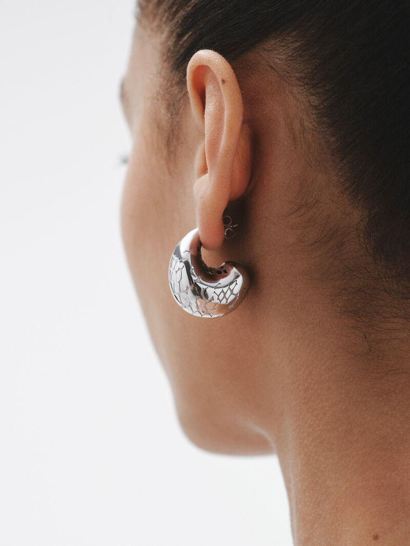 925 silver and snake texture drop earrings image number 3