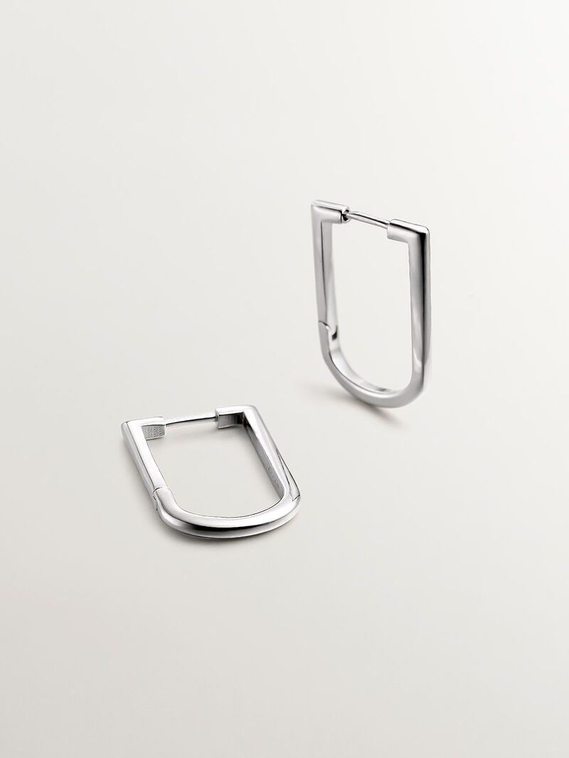 925 silver semi -rectangular ring earrings image number 0