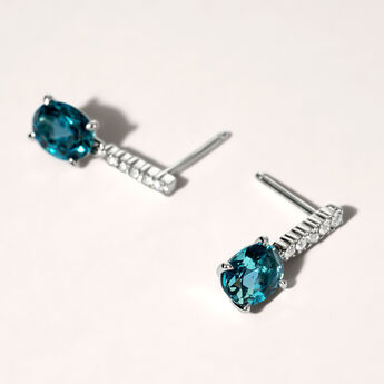 Silver earrings with hanging blue London topaz and white topaz stones, J03752-01-LB-WT, mainproduct