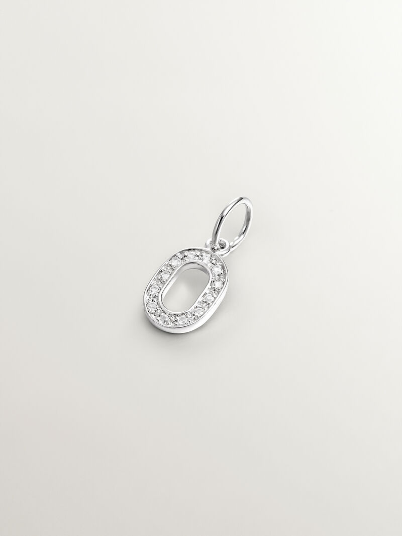 925 Silver Charm and White Topaz Initial O image number 0