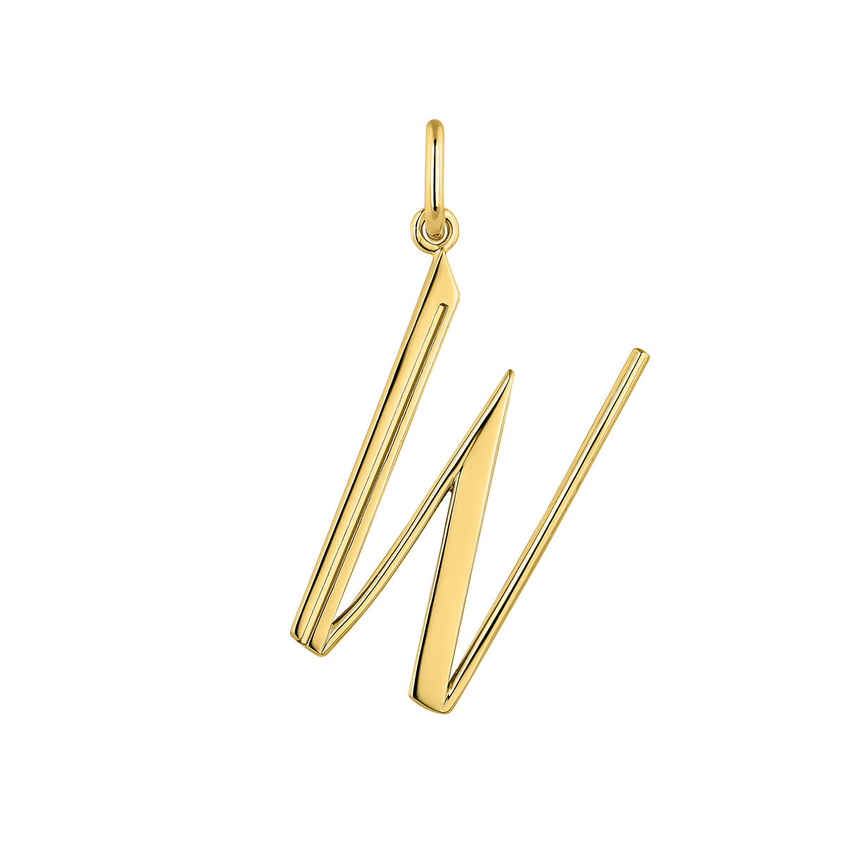 Large gold-plated silver W initial charm  , J04642-02-W, hi-res