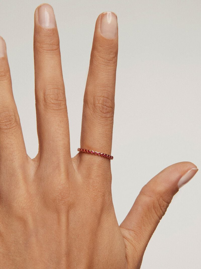 9K Rose Gold Ring with Rubies image number 3