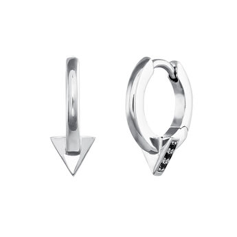 Silver triangle hoop earrings with spinels , J03960-01-BSN,hi-res