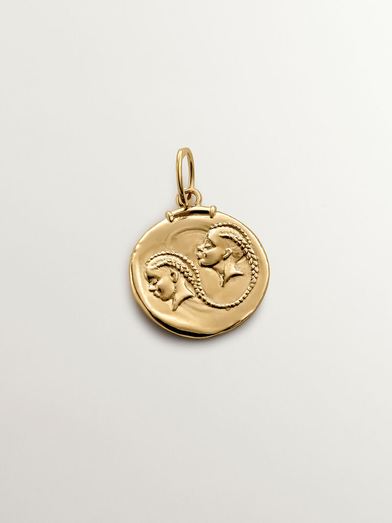 Gemini Charm made of 925 silver, bathed in 18K yellow gold image number 0