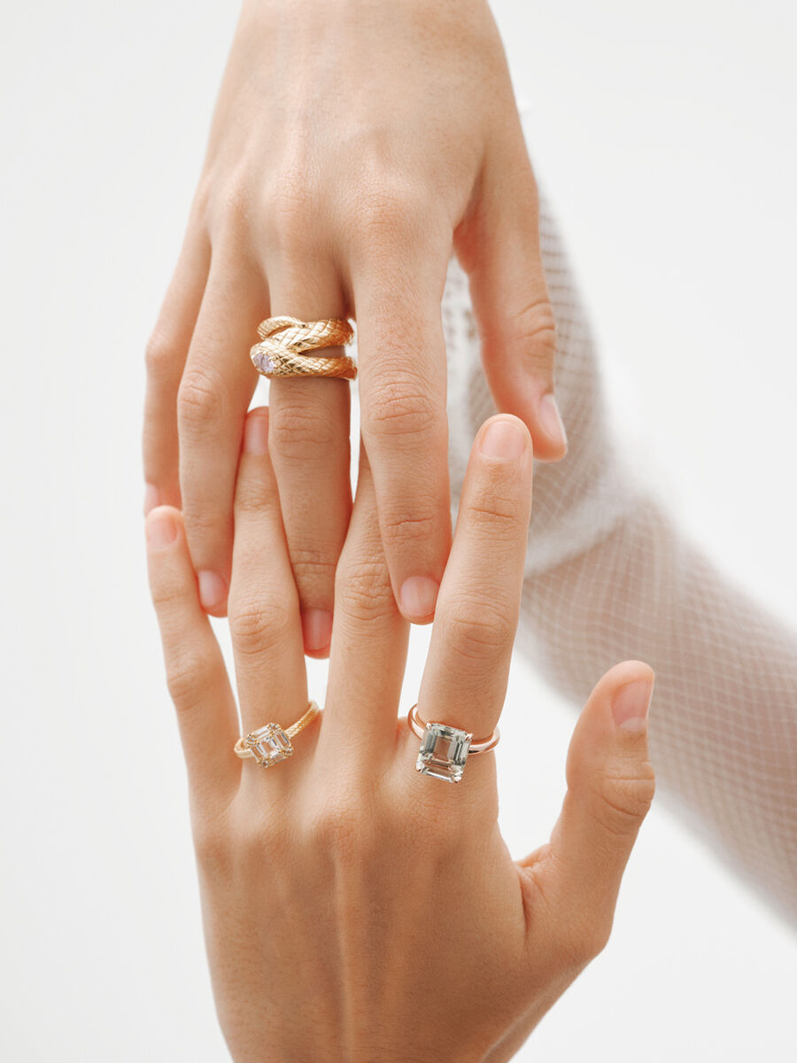 Anillo maxi cuarzo plata recubierta oro rosa , J01960-03-GQ, hi-res