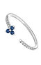 Open ring clover sapphire and diamonds white gold , J04065-01-BS
