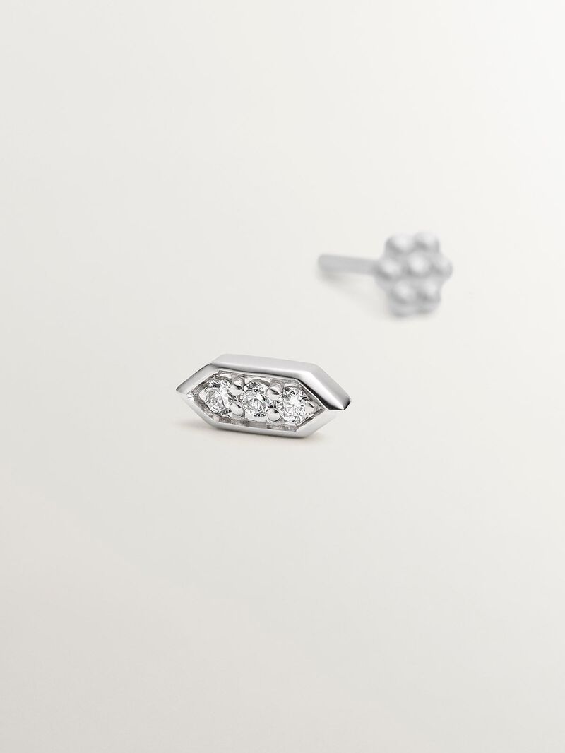 18K White Gold Hexagonal Piercing with Diamonds image number 4