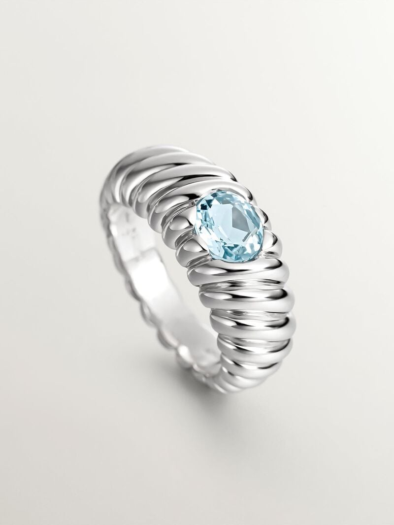 925 silver gallon ring with sky blue topaz image number 4