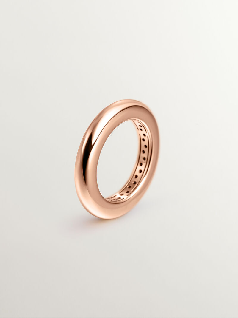 925 thick silver ring bathed in 18k rose gold image number 0