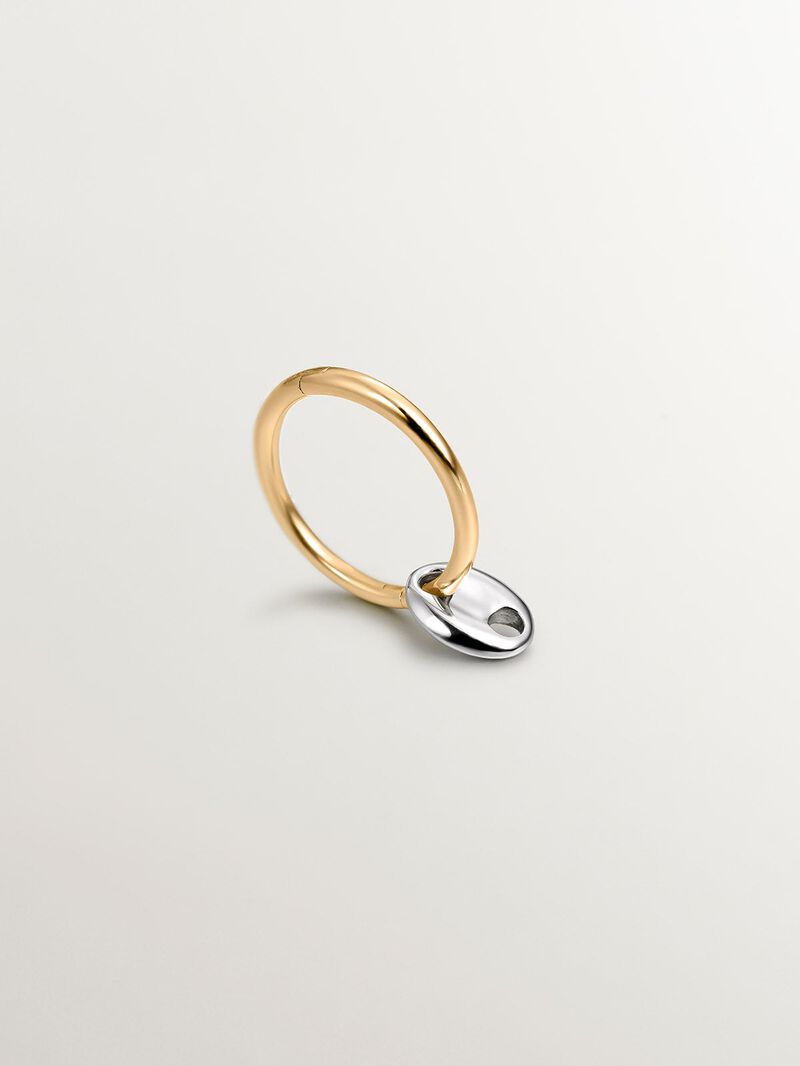 9K white and yellow gold single hoop earring with skull image number 4