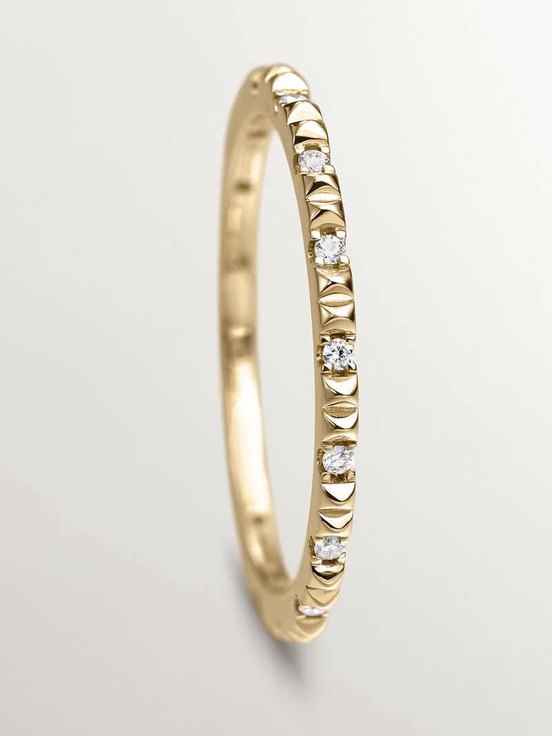 18K yellow gold ring with white diamonds image number 6