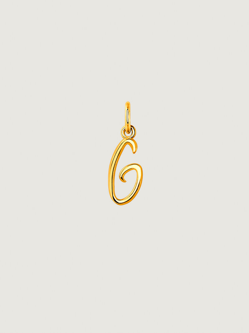 925 Silver charm bathed in 18K yellow gold with initial M. image number 0