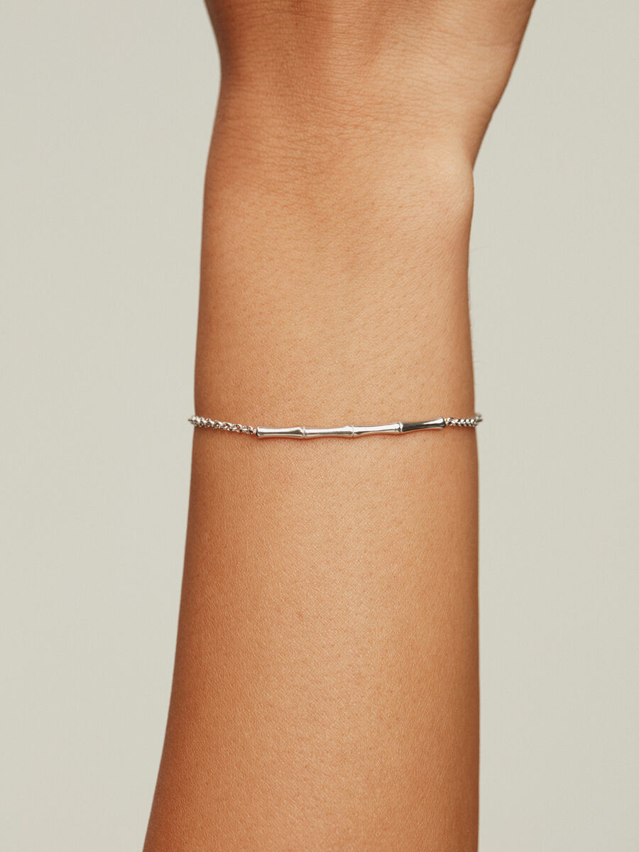 Silver bamboo bracelet , J03043-01, hi-res