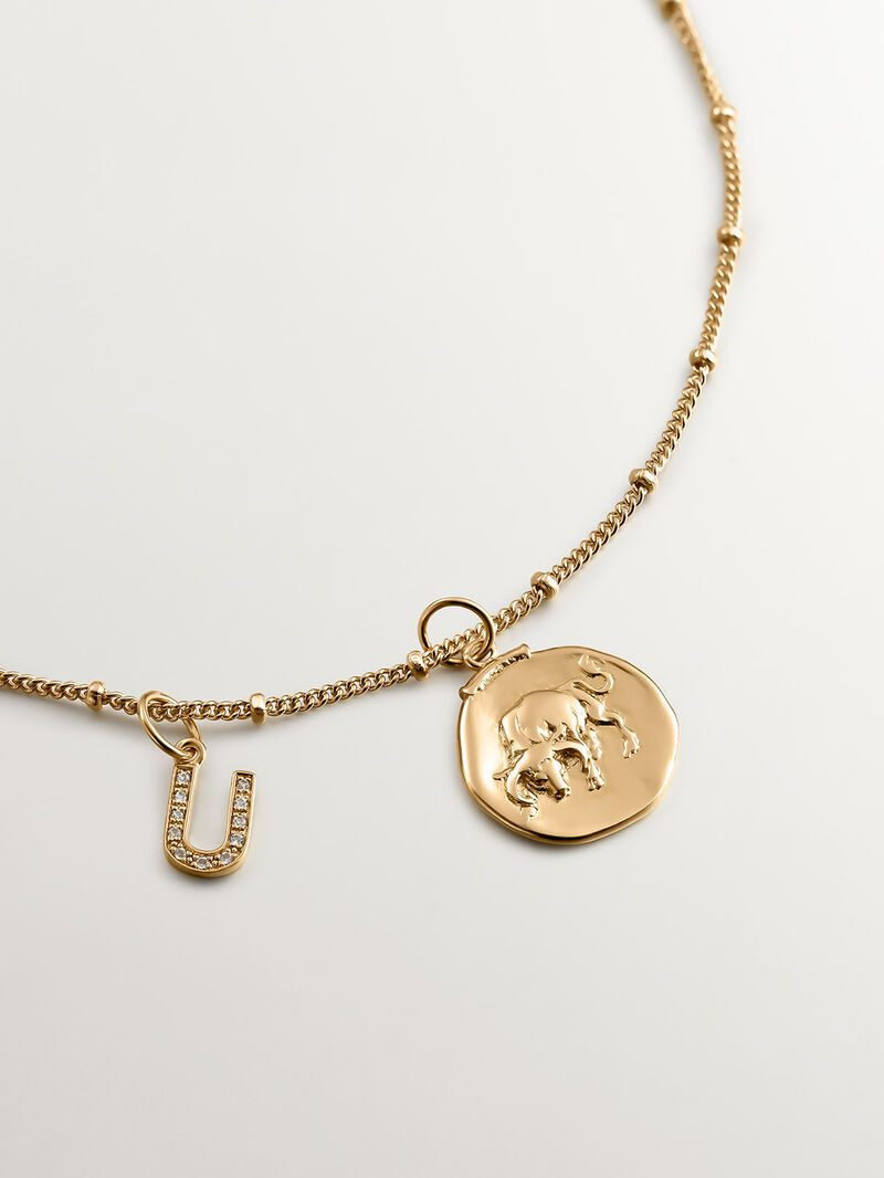 925 Silver Taurus Charm bathed in 18K yellow gold. image number 4