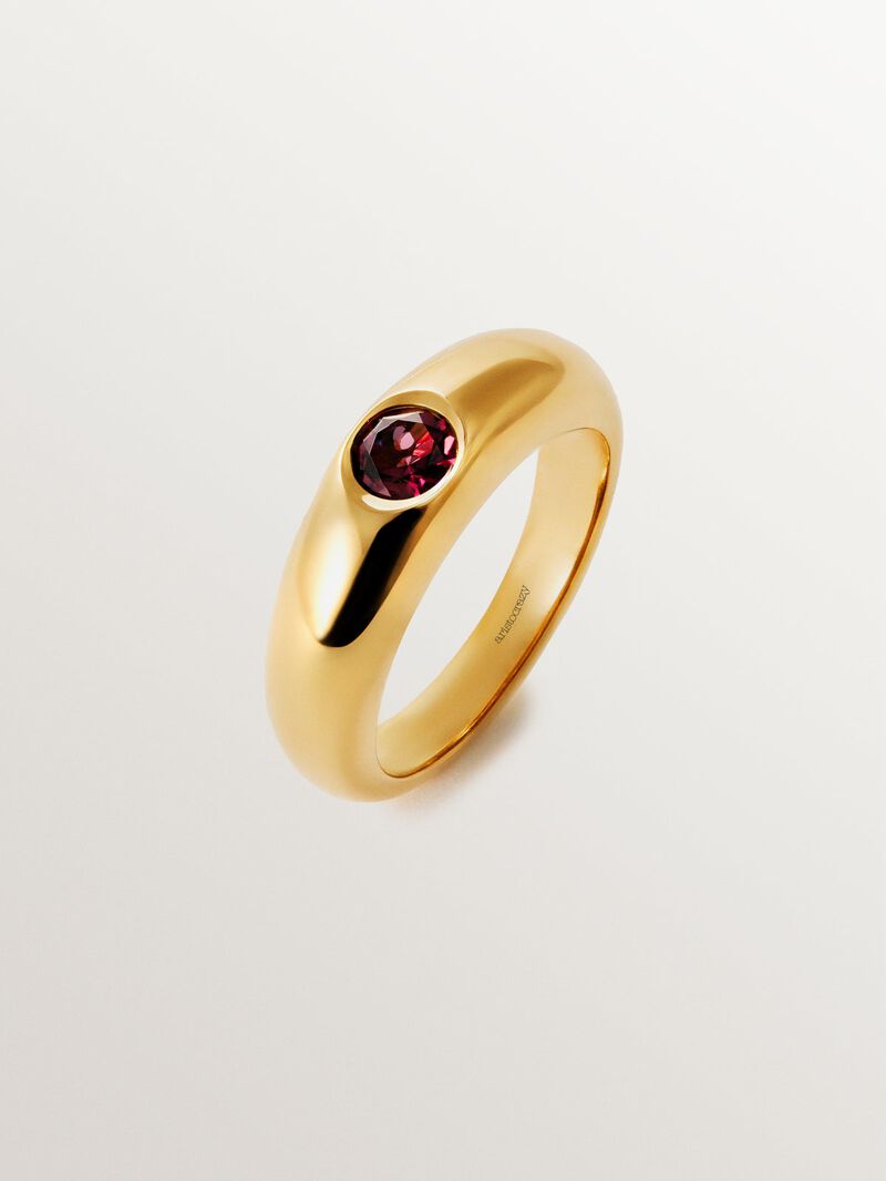 18K yellow gold plated 925 silver ring with red rhodolite image number 0