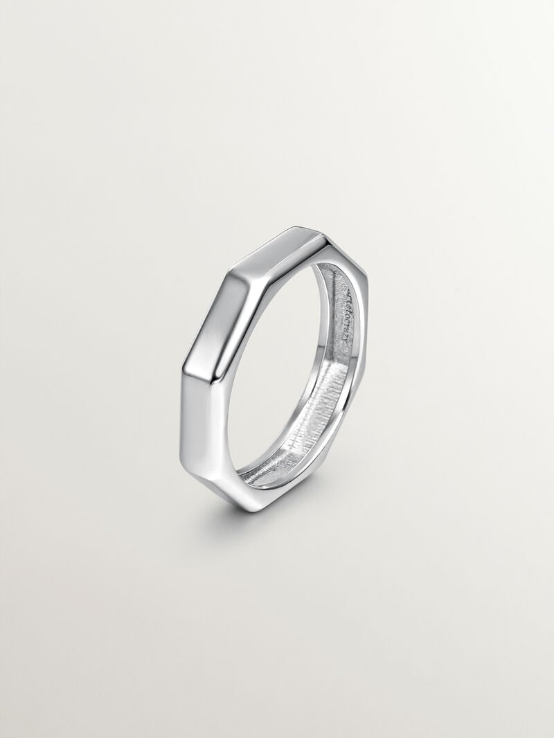 925 silver ring with geometric texture image number 0