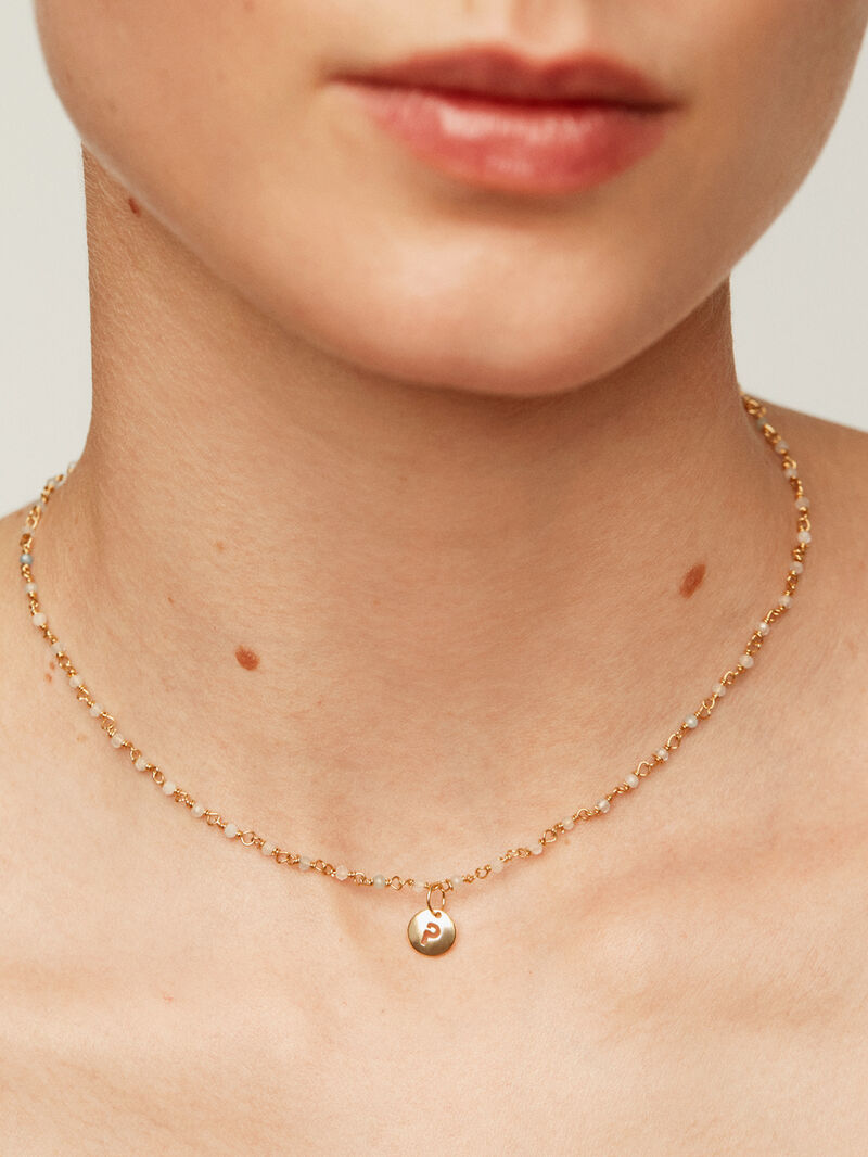925 Silver charm bathed in 18K yellow gold with initial P image number 1