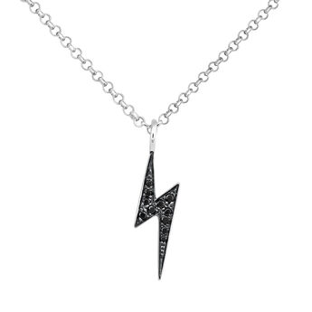 Silver spinel necklace with lightning bolt , J03638-01-BSN, mainproduct