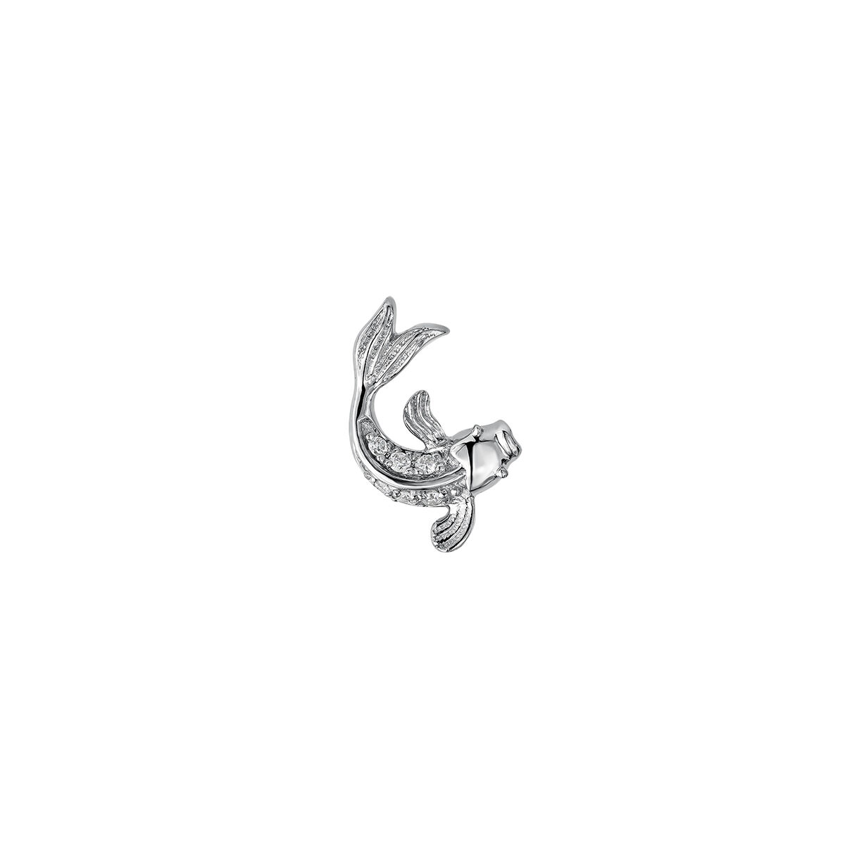 Single fish earring in 18k white gold with diamonds, J05096-01-H-18, hi-res