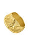 Wide, irregular-shaped, embossed 18kt yellow gold-plated silver ring, J05210-02