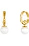 Boucles d'oreilles créoles perle argent plaqué or , J04017-02-WP