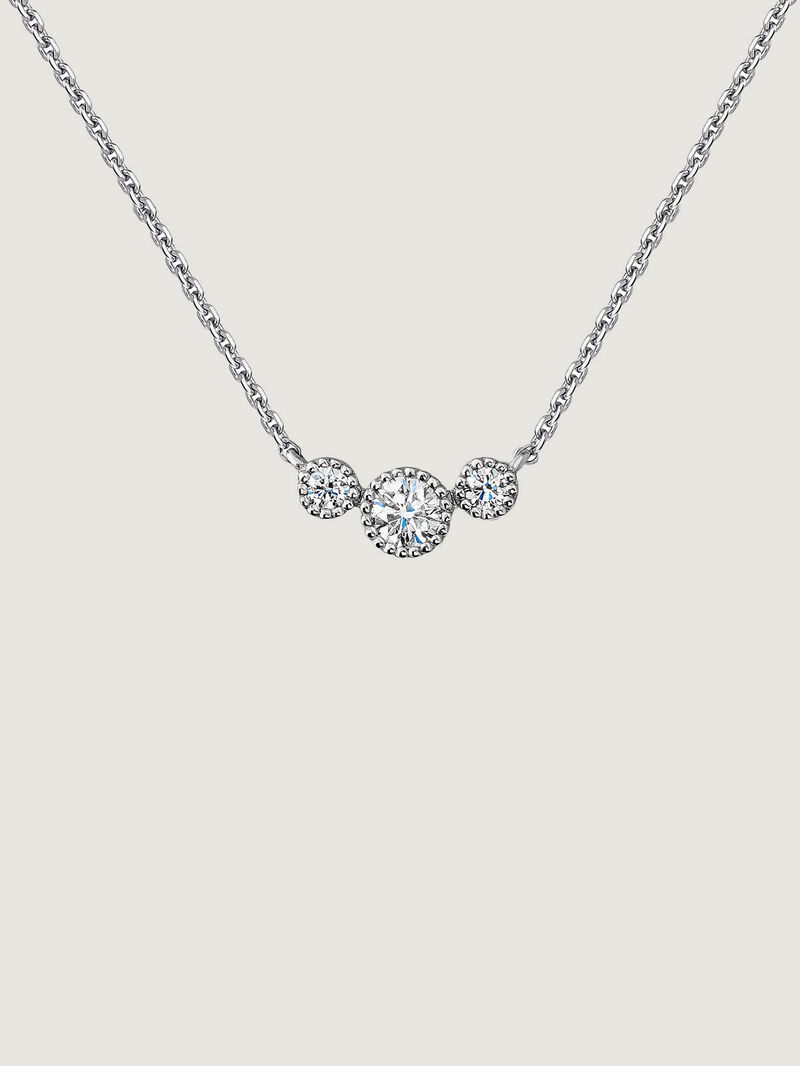 9K white gold pendant with triple diamond 0.097 cts image number 0