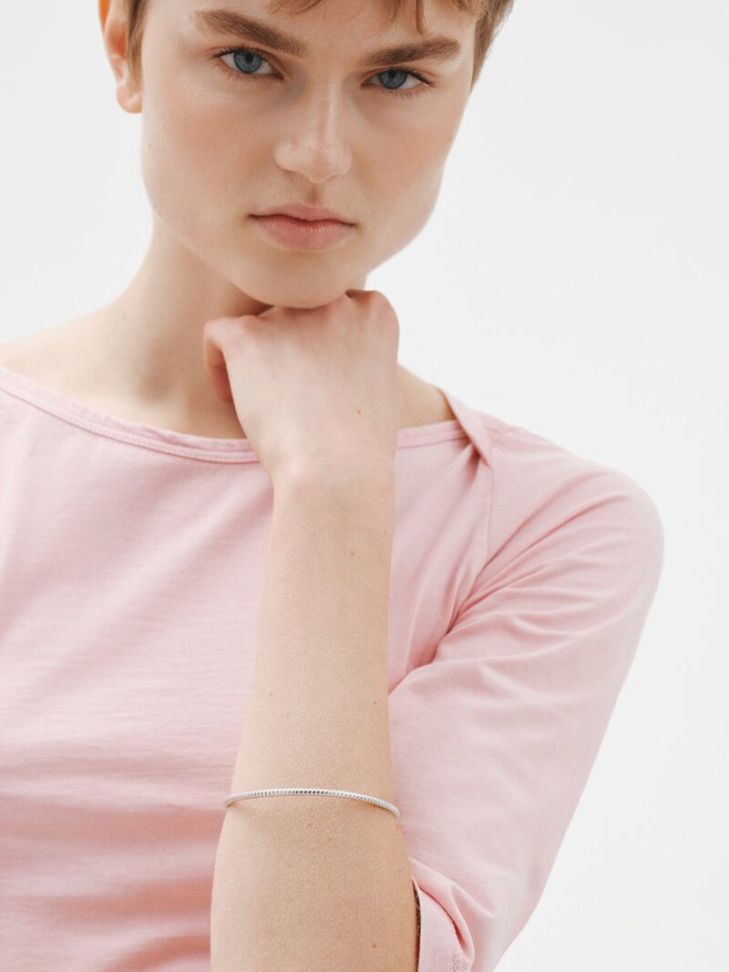 Rigid weekly style bracelet in rhodium-plated 925 silver. image number 1