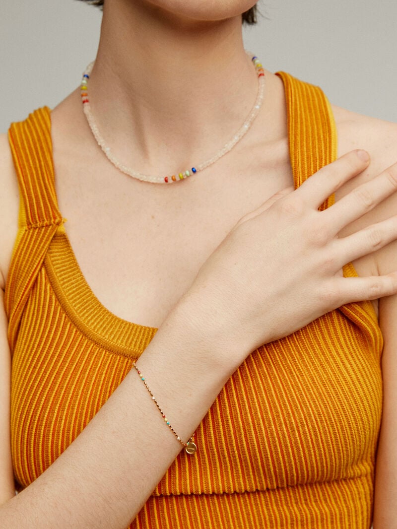 925 Silver bracelet bathed in 18K yellow gold with multicolor enamel. image number 3