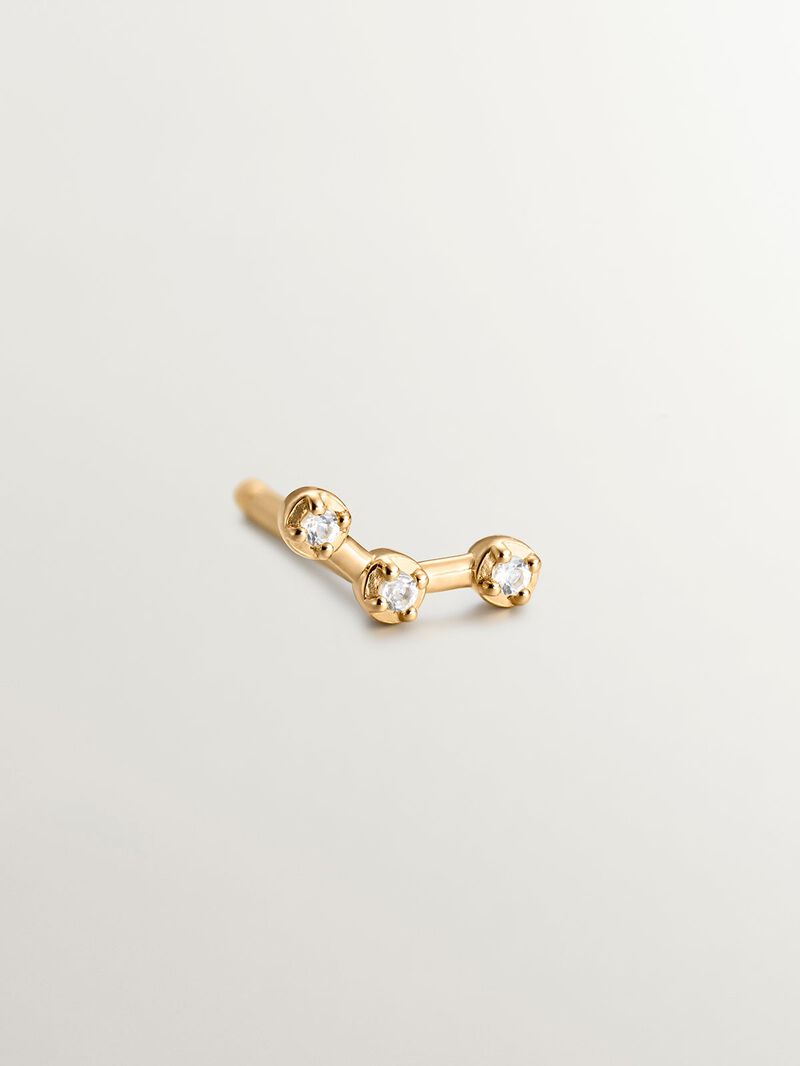 Single climbing earring made of 925 silver coated in 18K yellow gold with white topaz. image number 4
