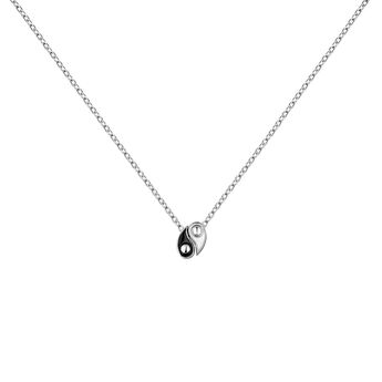 Silver yin yang black and white enamel necklace, J04937-01-MULENA,hi-res