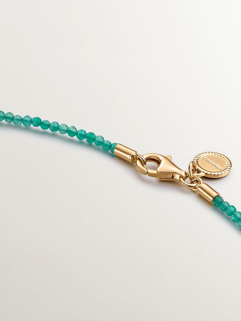 925 Silver necklace bathed in 18K yellow gold with green onyx beads. image number 4