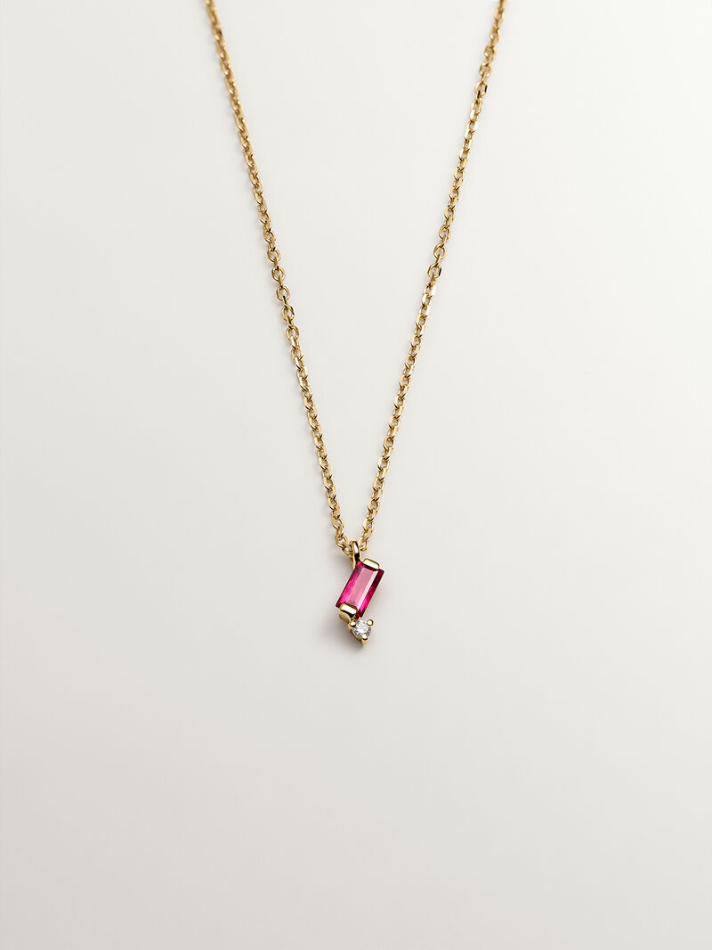 9K Yellow Gold Pendant with Ruby and Diamond. image number 0