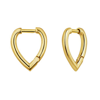 Gold-plated silver teardrop hoop earrings  , J04647-02,hi-res