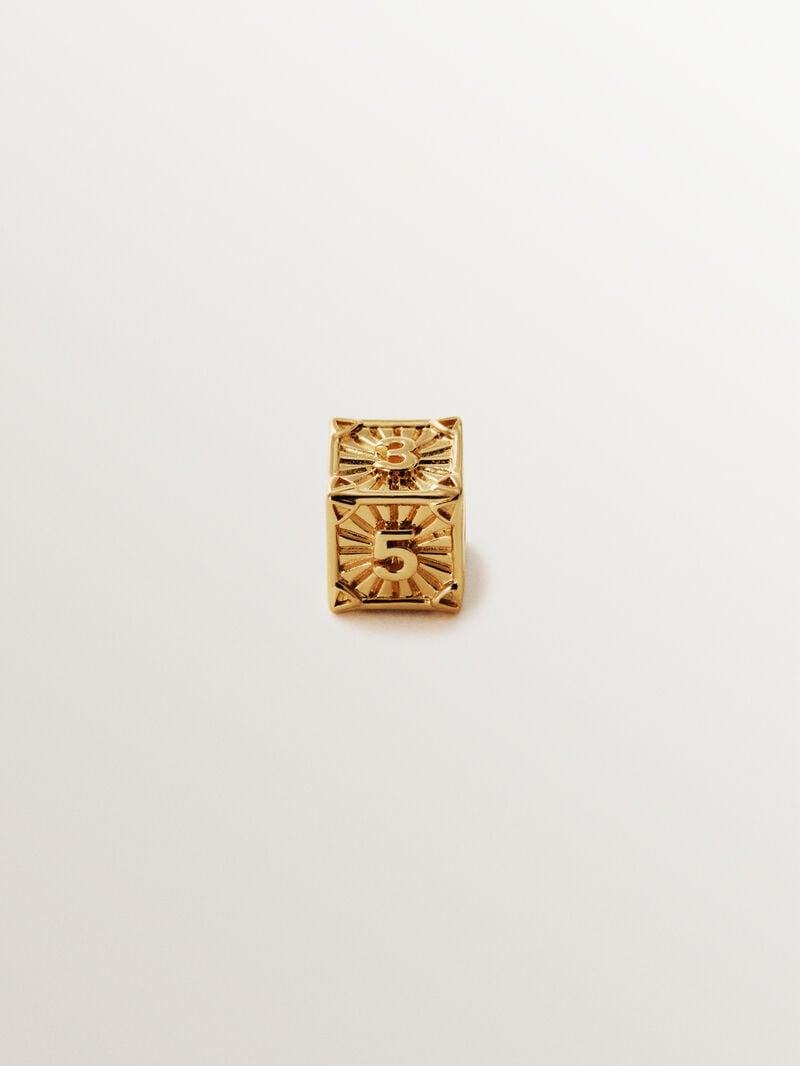 18K gold-plated 925 silver cube charm with odd numbers image number 2