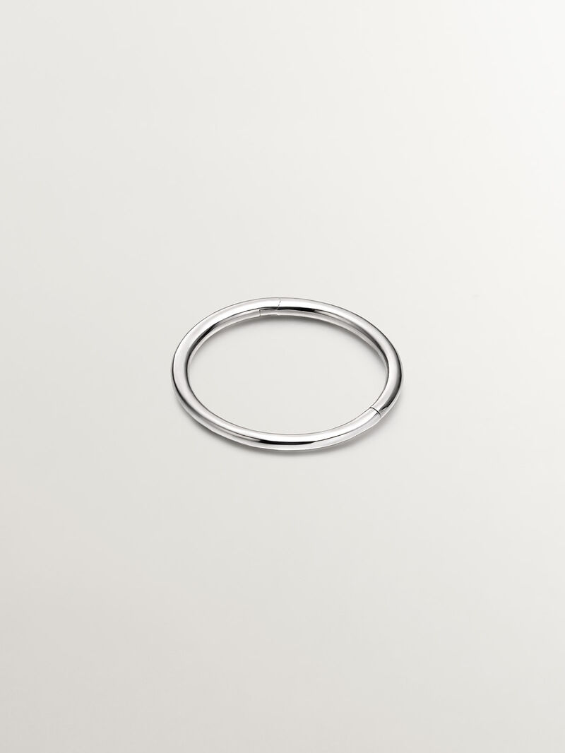 Individual small hoop earring made of 9K white gold. image number 2