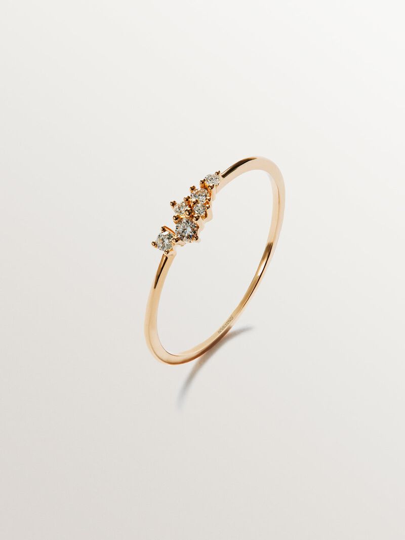 18K rose gold ring with white diamonds image number 0