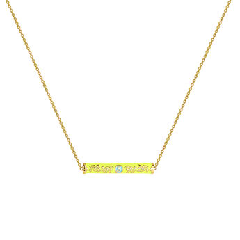 Collar de plata bañada en oro de 18kt con motivo amarillo con número cinco, J05089-02-MUYELLENA,hi-res