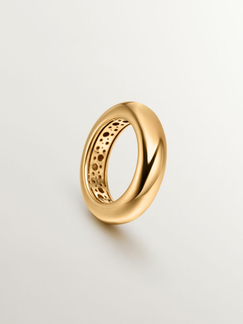 925 thick silver ring in 18k yellow gold image number 4