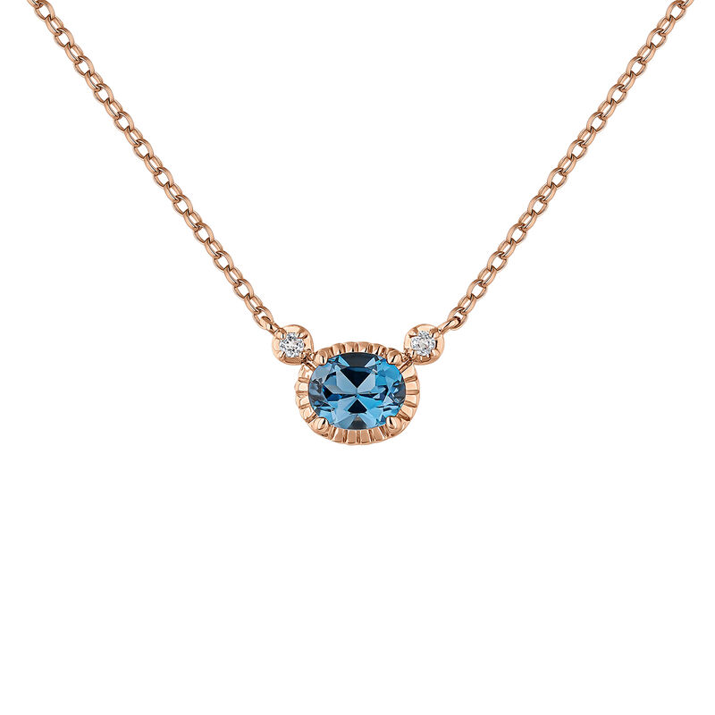 Rose gold plated blue topaz necklace, J04667-03-LB-WT, hi-res