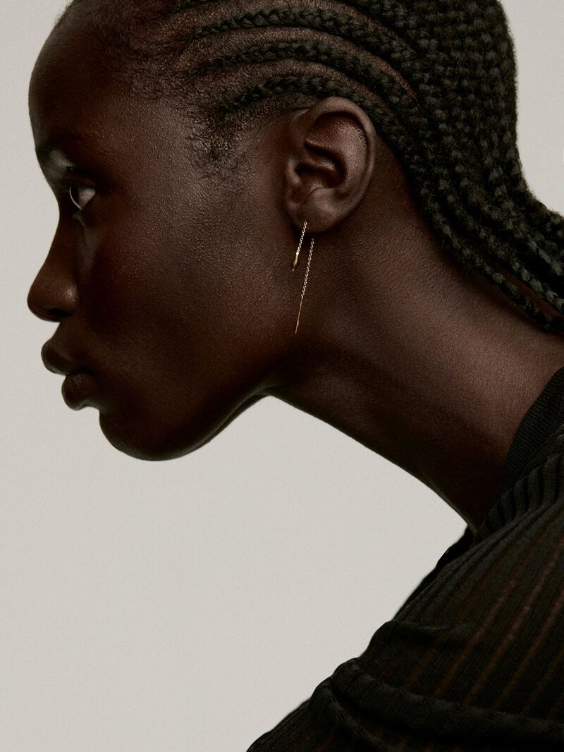Individual 925 silver earring bathed in 18K yellow gold with a snake head. image number 3